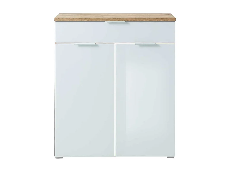 Flur Kommode in Weiß Glas beschichtet Eichefarben