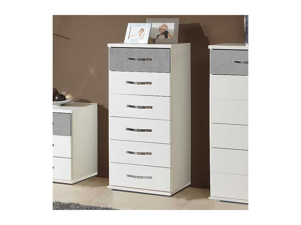 Kommode zweifarbig mit sechs Schubladen 106 cm hoch - 46 cm breit