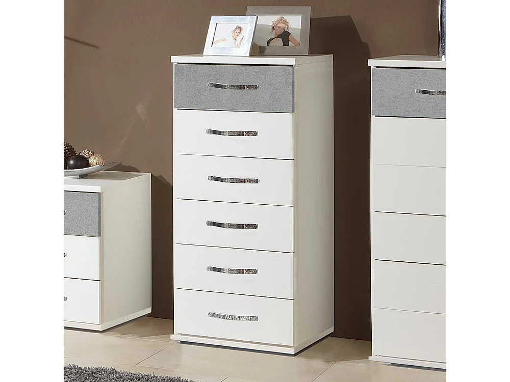 Kommode zweifarbig mit sechs Schubladen 106 cm hoch - 46 cm breit