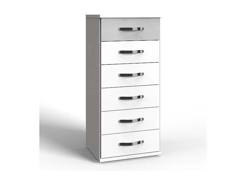 Kommode zweifarbig mit sechs Schubladen 106 cm hoch - 46 cm breit