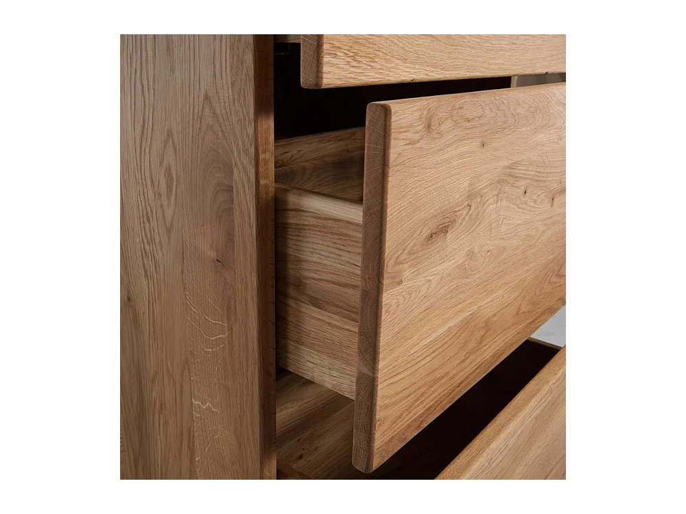 Baumkanten Kommode mit 5 Schubladen Eiche Massivholz