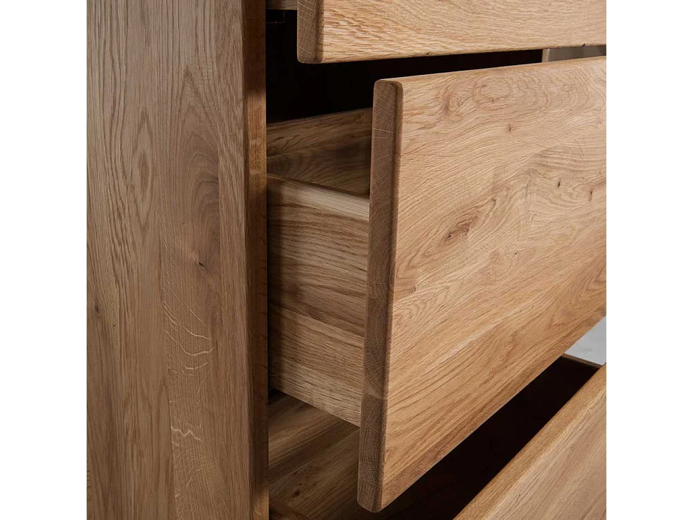 Baumkanten Kommode mit 5 Schubladen Eiche Massivholz