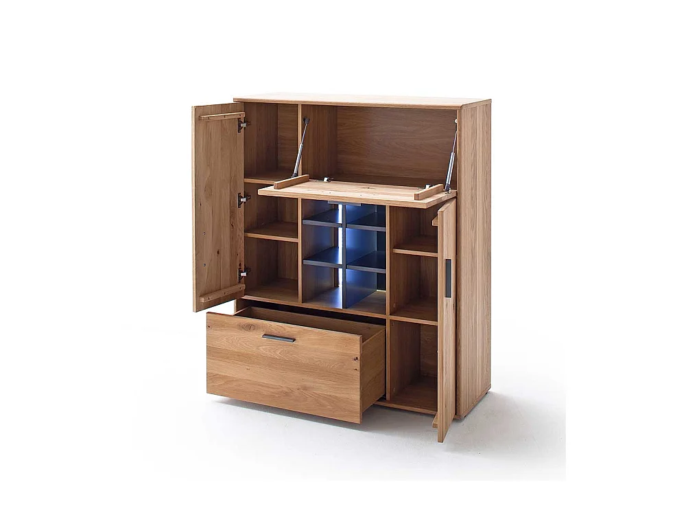 Esszimmer Kommode in Eiche Bianco und Anthrazit Klappe