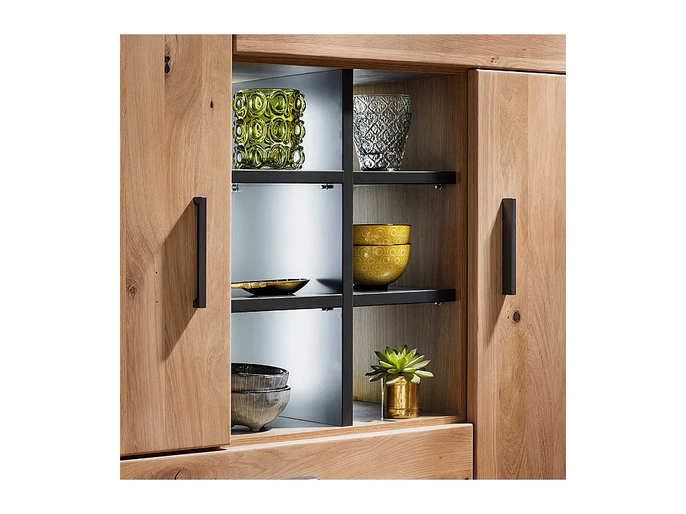 Esszimmer Kommode in Eiche Bianco und Anthrazit Klappe