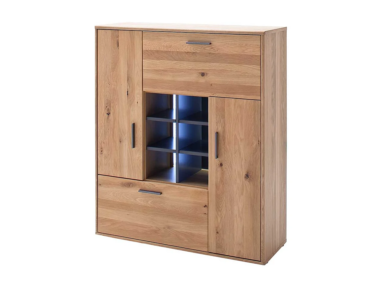 Esszimmer Kommode in Eiche Bianco und Anthrazit Klappe