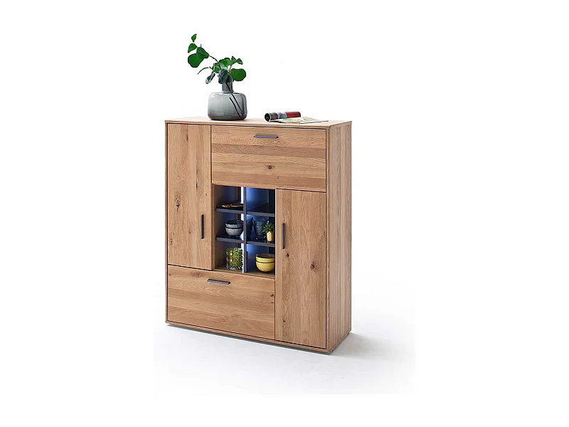 Esszimmer Kommode in Eiche Bianco und Anthrazit Klappe