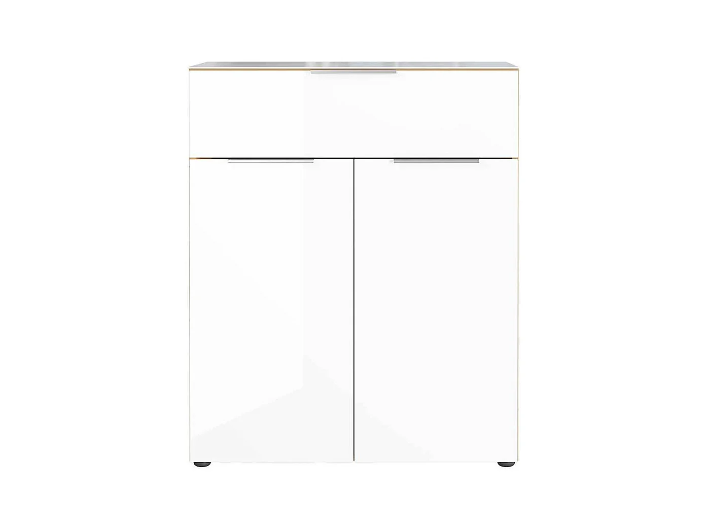 Vertiko Kommode in Weiß und Wildeiche Optik Glas beschichtet