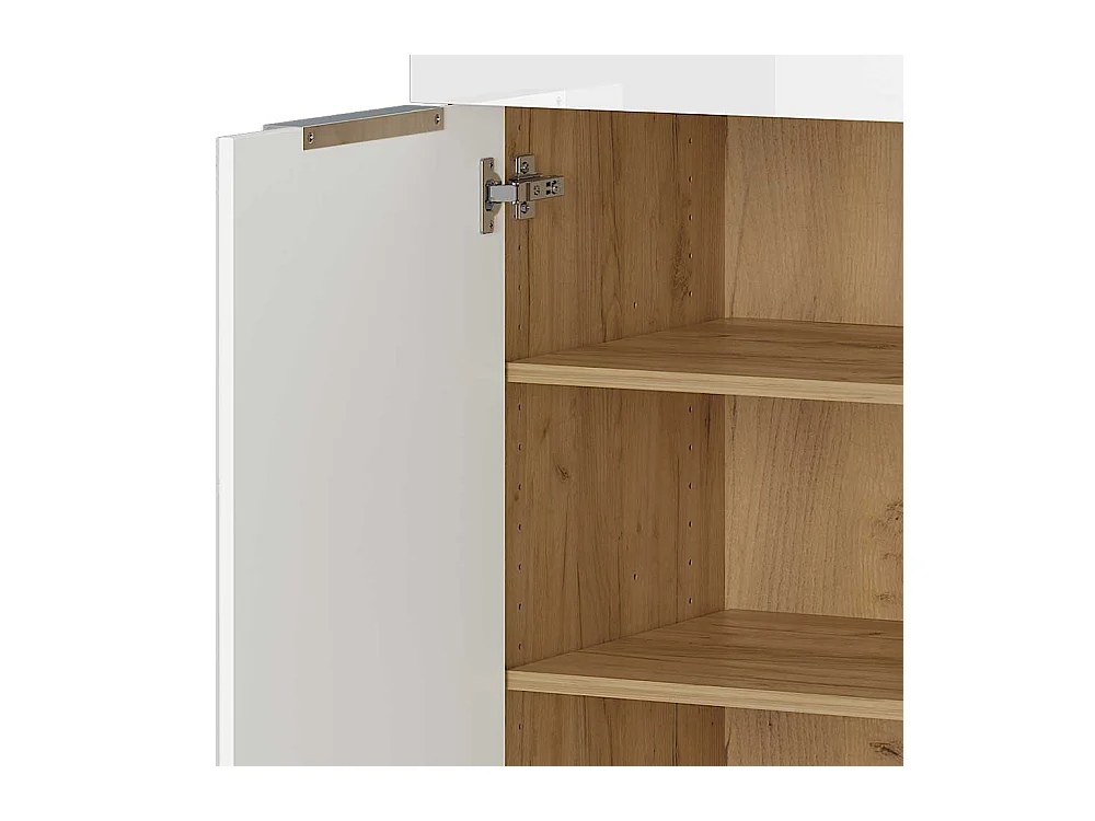 Vertiko Kommode in Weiß und Wildeiche Optik Glas beschichtet