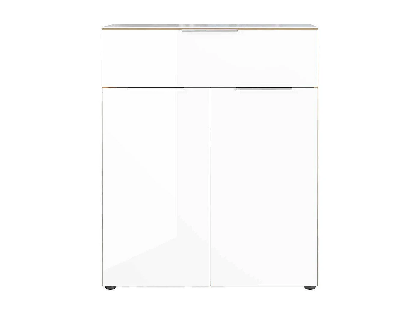 Vertiko Kommode in Weiß und Wildeiche Optik Glas beschichtet