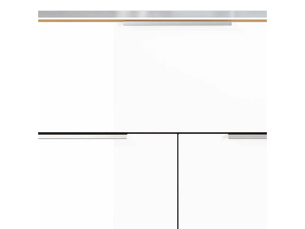 Vertiko Kommode in Weiß und Wildeiche Optik Glas beschichtet