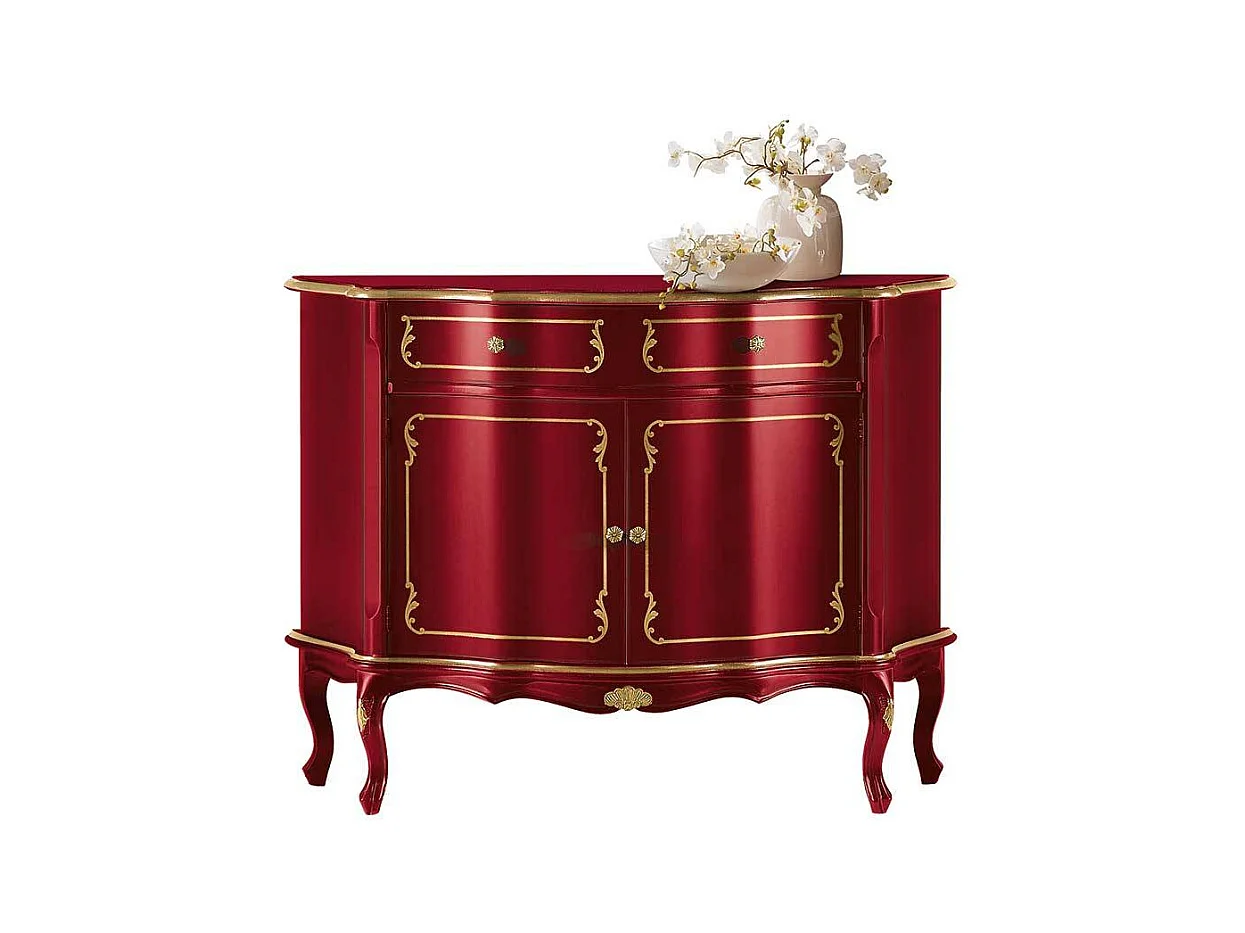 Kommode italienisch in Rot Goldfarben