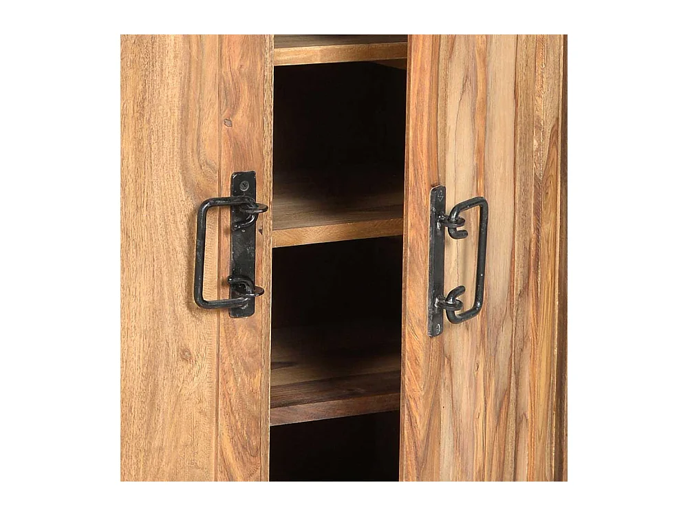 Flur Kommode aus Akazie Massivholz Metall Schwarz