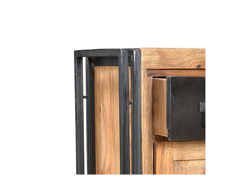 Flur Kommode aus Akazie Massivholz Metall Schwarz