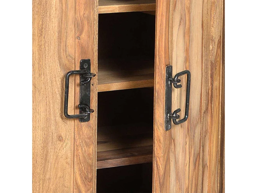 Flur Kommode aus Akazie Massivholz Metall Schwarz