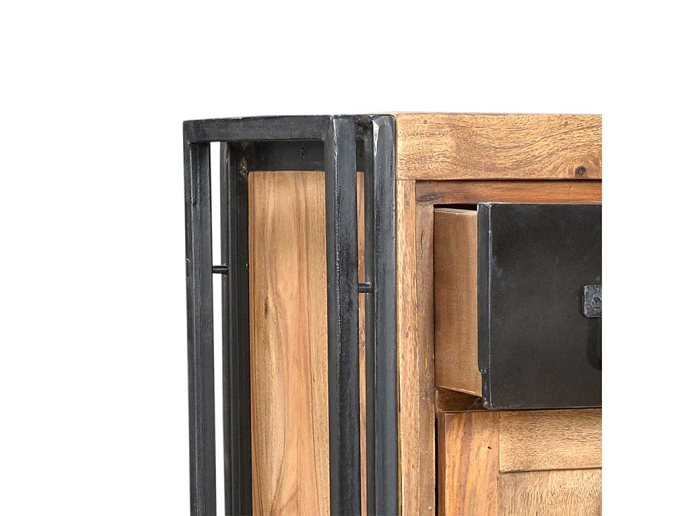 Flur Kommode aus Akazie Massivholz Metall Schwarz