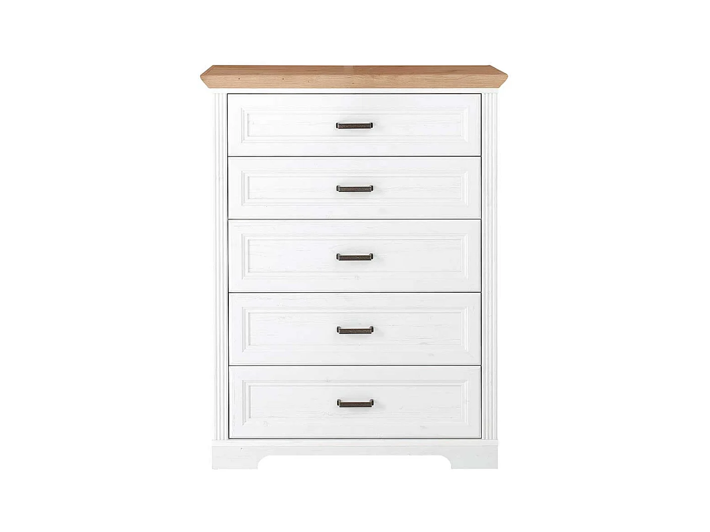 Schlafzimmer Kommode mit fünf Schubladen weißen Landhausstil