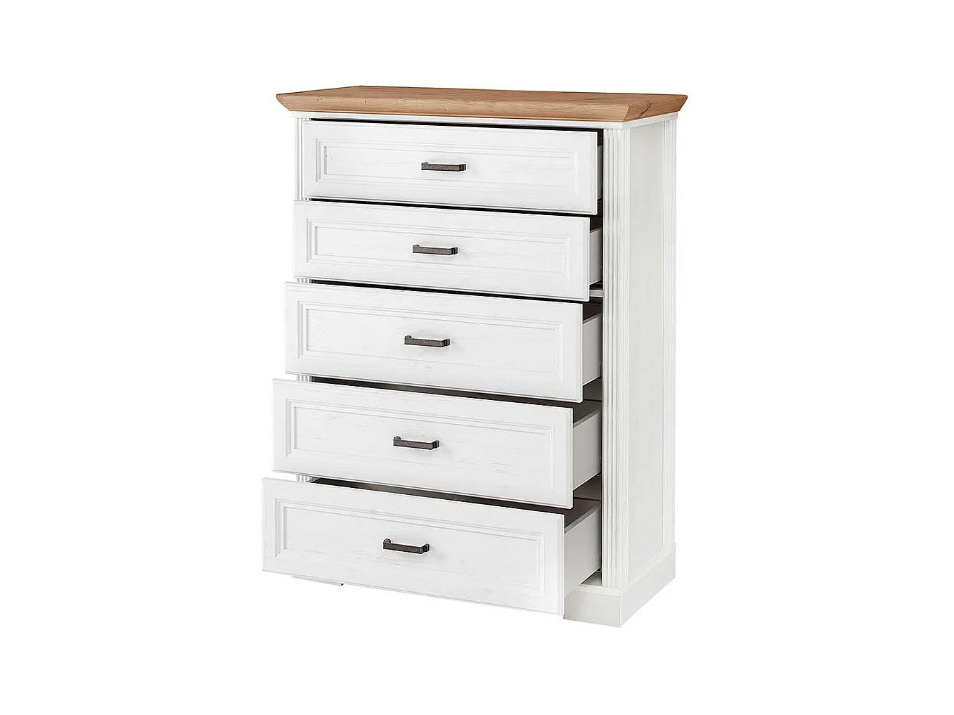 Schlafzimmer Kommode mit fünf Schubladen weißen Landhausstil