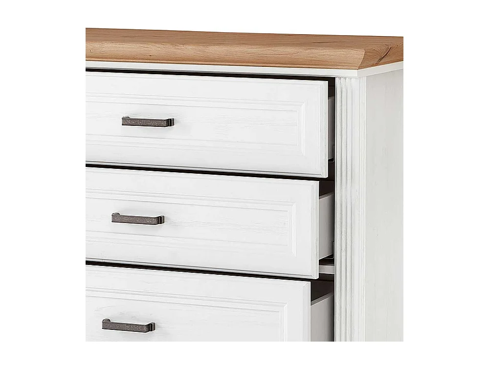 Schlafzimmer Kommode mit fünf Schubladen weißen Landhausstil