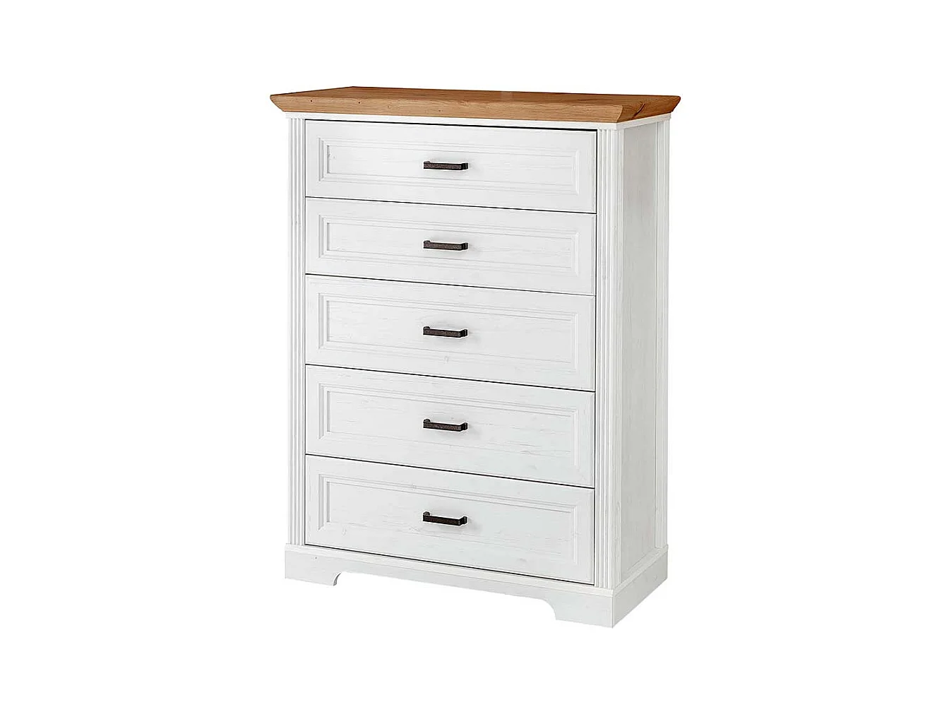 Schlafzimmer Kommode mit fünf Schubladen weißen Landhausstil
