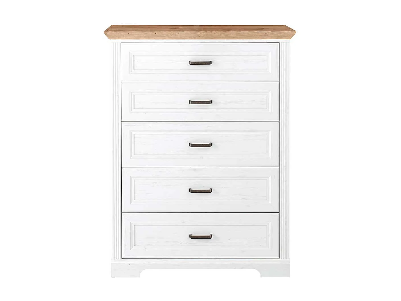 Schlafzimmer Kommode mit fünf Schubladen weißen Landhausstil