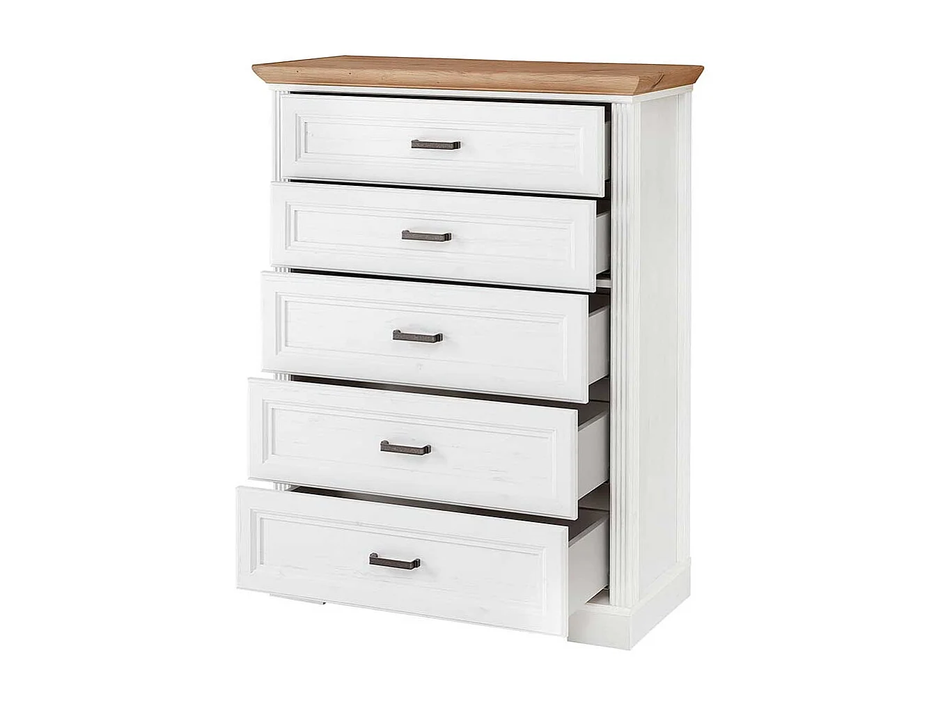 Schlafzimmer Kommode mit fünf Schubladen weißen Landhausstil