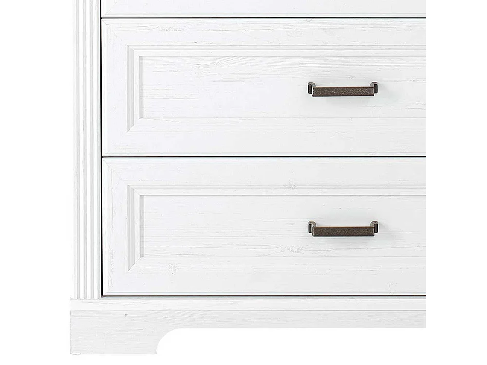 Schlafzimmer Kommode mit fünf Schubladen weißen Landhausstil