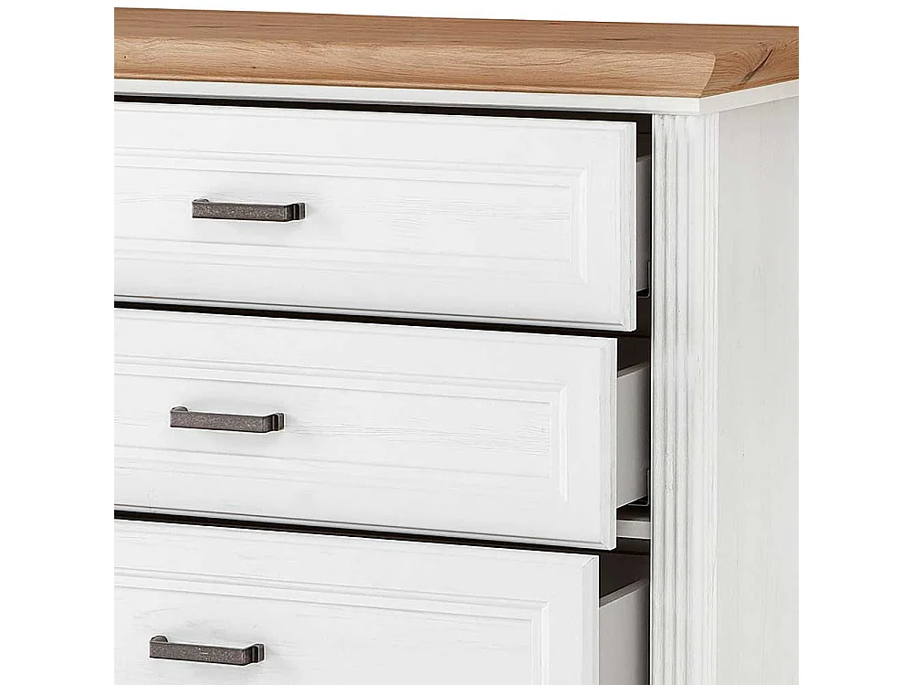 Schlafzimmer Kommode mit fünf Schubladen weißen Landhausstil