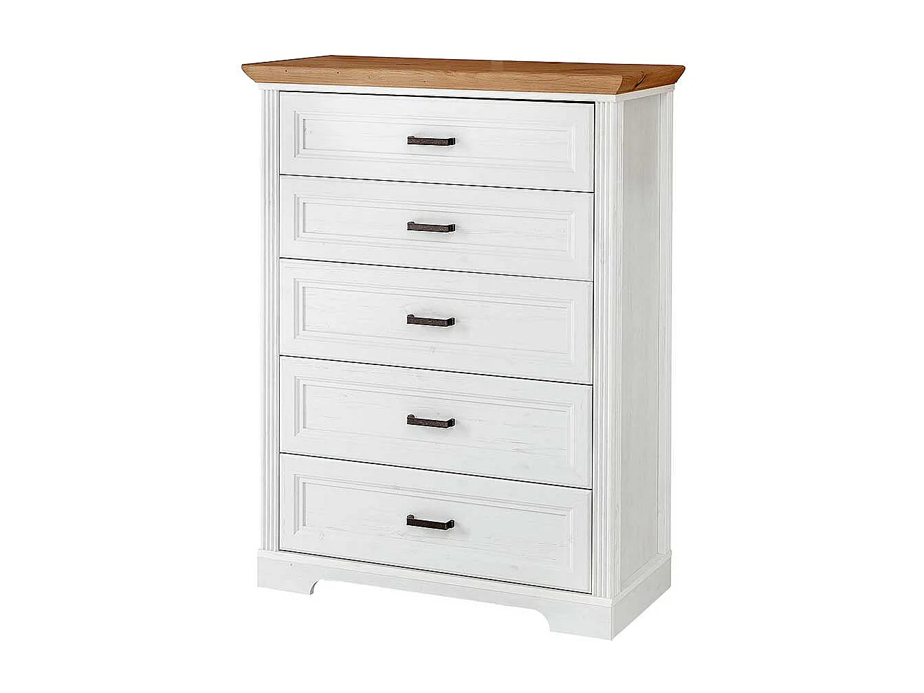 Schlafzimmer Kommode mit fünf Schubladen weißen Landhausstil