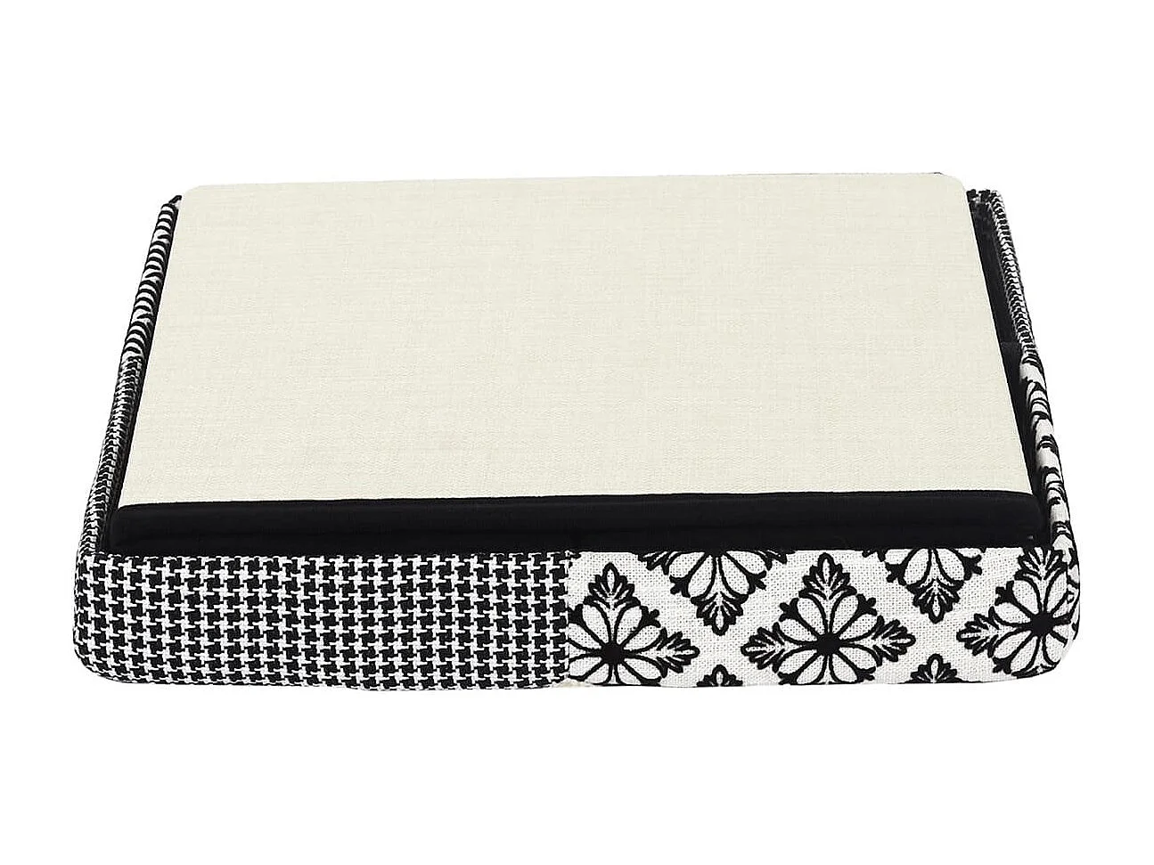 Pouf Coffre Pliable Motif Patchwork Gris - LORY