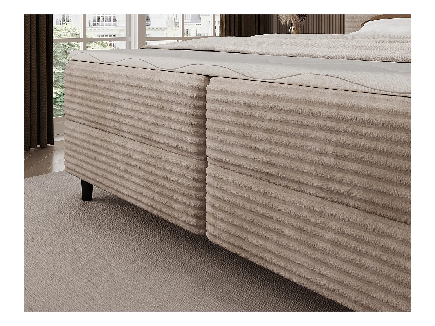 Letto a molle Magnolia/letto contenitore/fodera in tessuto felpato/Marrone