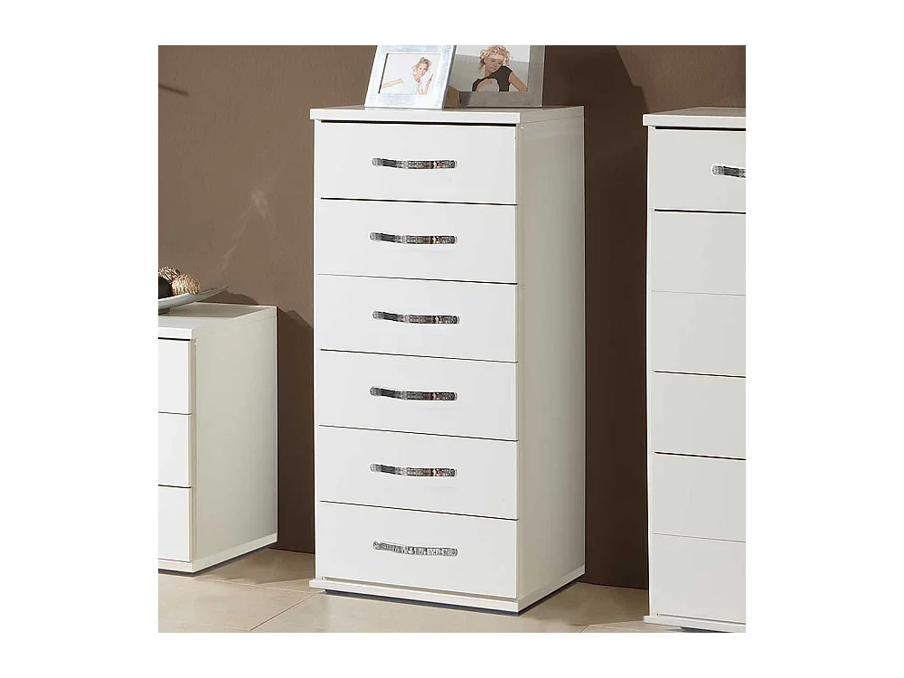 Hohe Kommode weiss mit sechs Schubladen 46 cm breit - 40 cm tief
