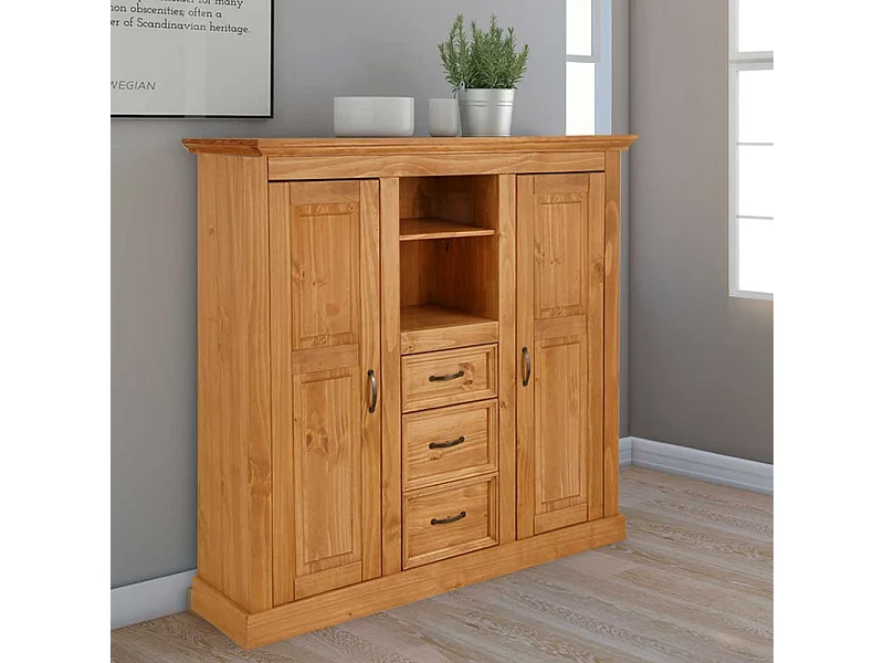 Kommode Highboard mit drei Schubladen und Drehtüren