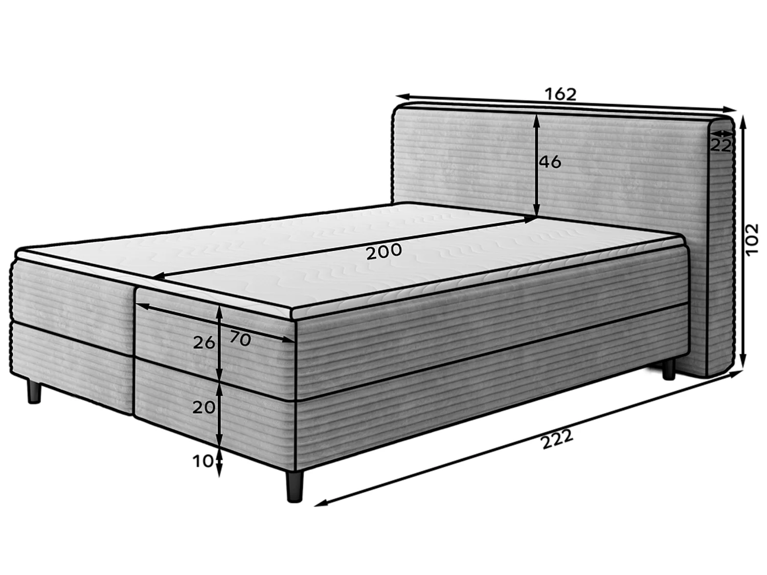 Boxspringbett Magnolia/Bettbox/Plüschstoffbezug/Grün