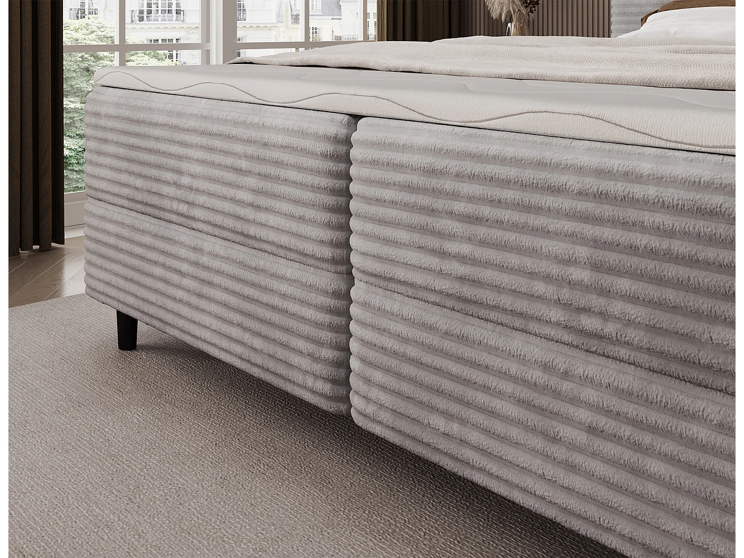 Letto a molle Magnolia/letto contenitore/fodera in tessuto felpato/Grigio