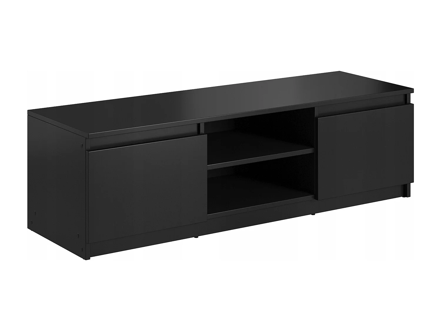 Moderner 120 cm TV-Ständer mit LED, Mattschwarz, 2 Schränke, Regale - Lowboard mit LED-Beleuchtung