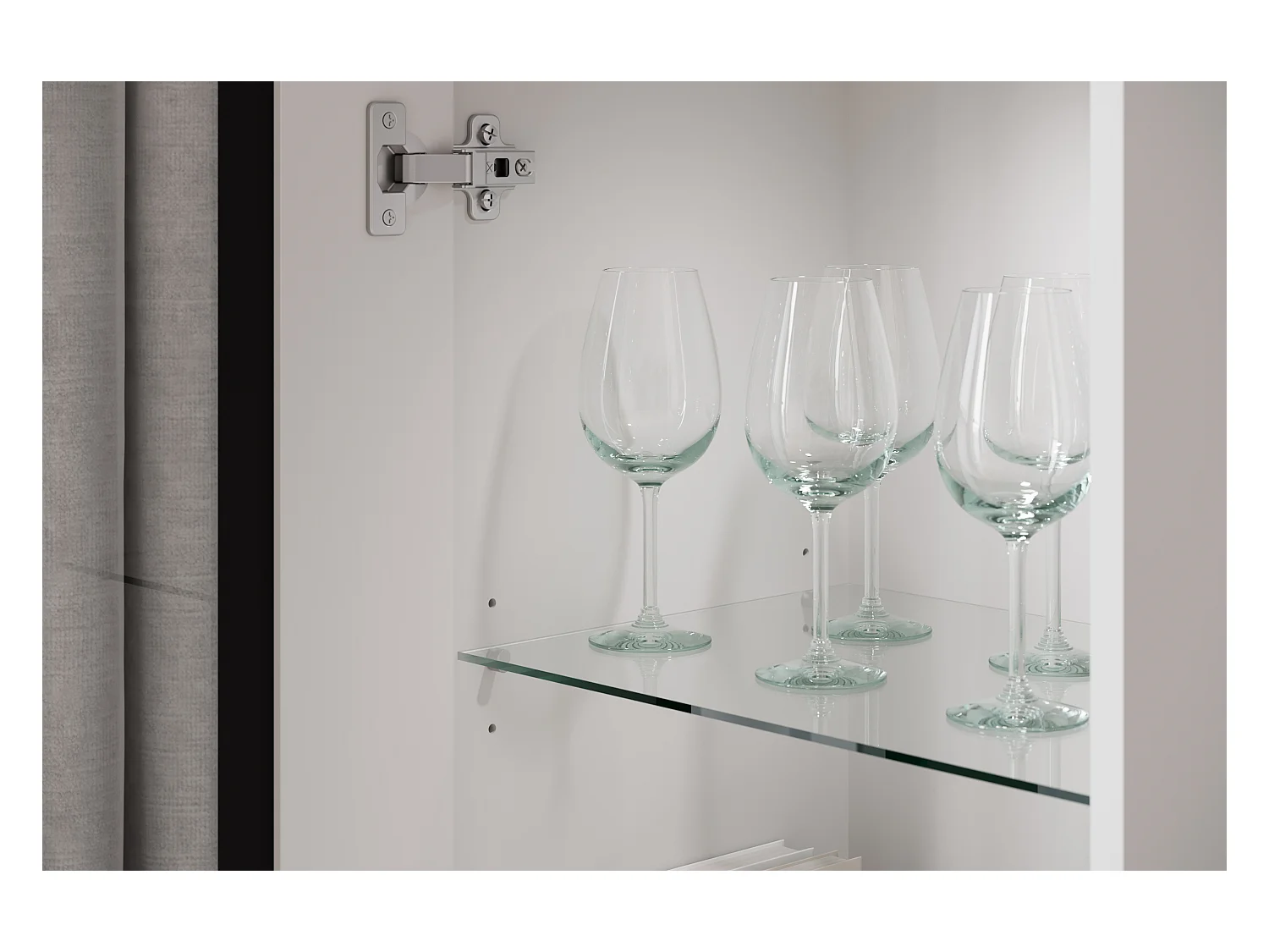 Conjunto de sala moderno com LED 2 vitrinas e móvel de TV 180 cm corpo branco mate frentes branco brilho