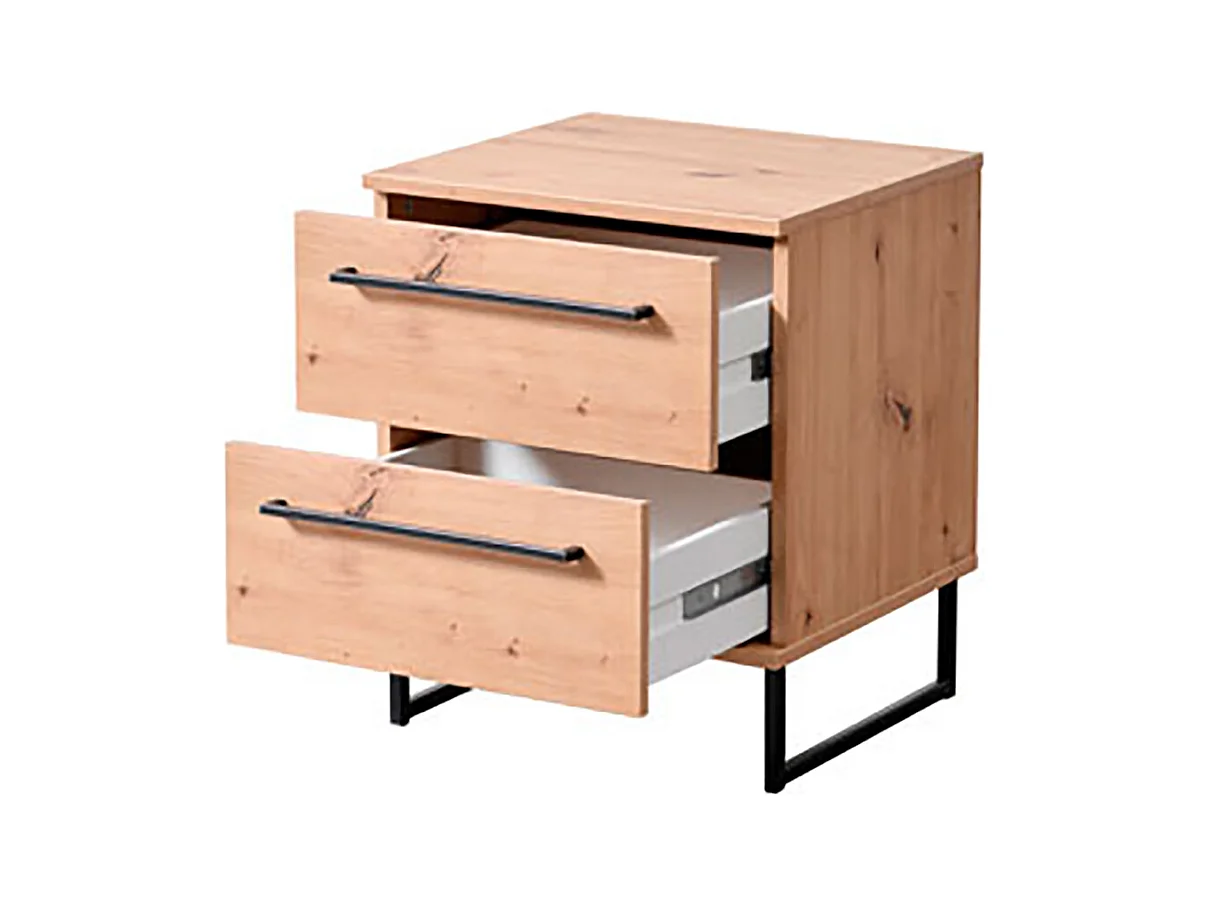 Ensemble chambre lit 160x200, 2 chevets, commode et armoire couleur chêne artisan /noir