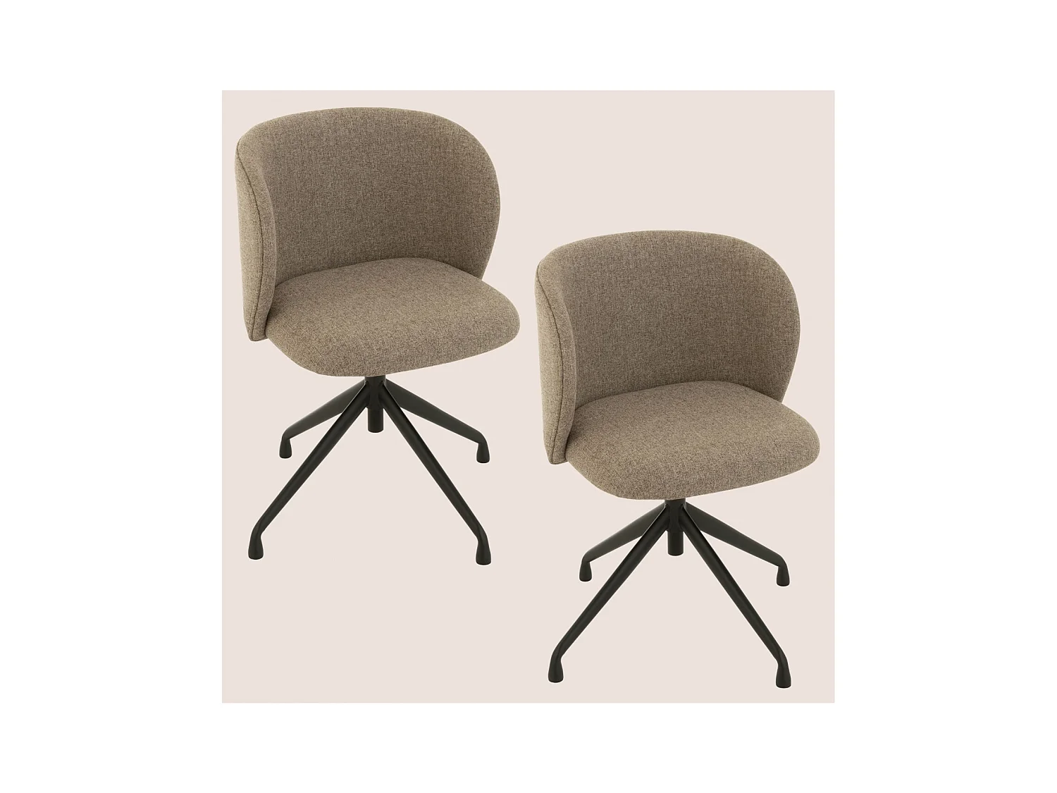 Chaises pivotantes réglables en hauteur en lin (lot de 2) - MIA