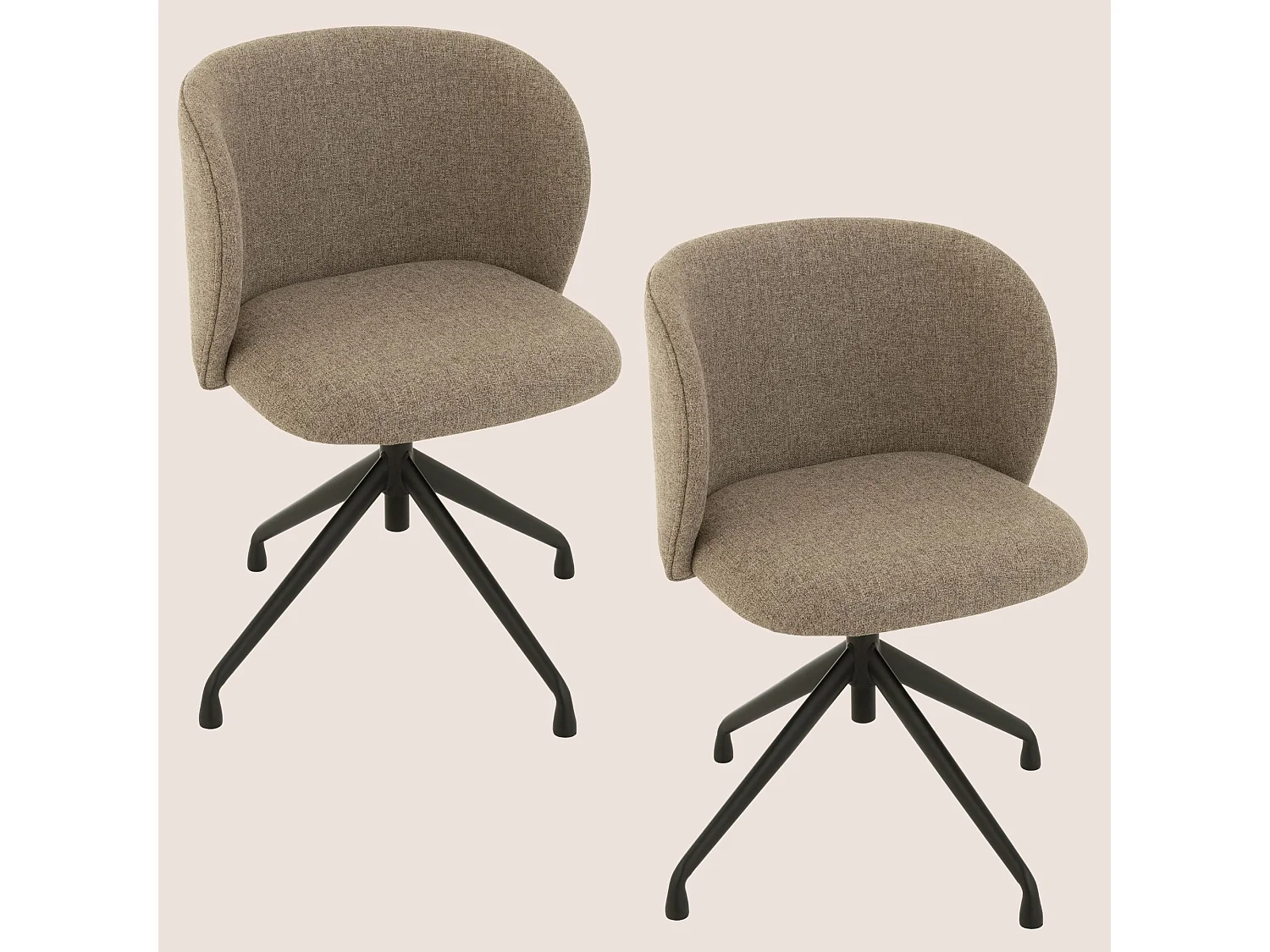 Chaises pivotantes réglables en hauteur en lin (lot de 2) - MIA