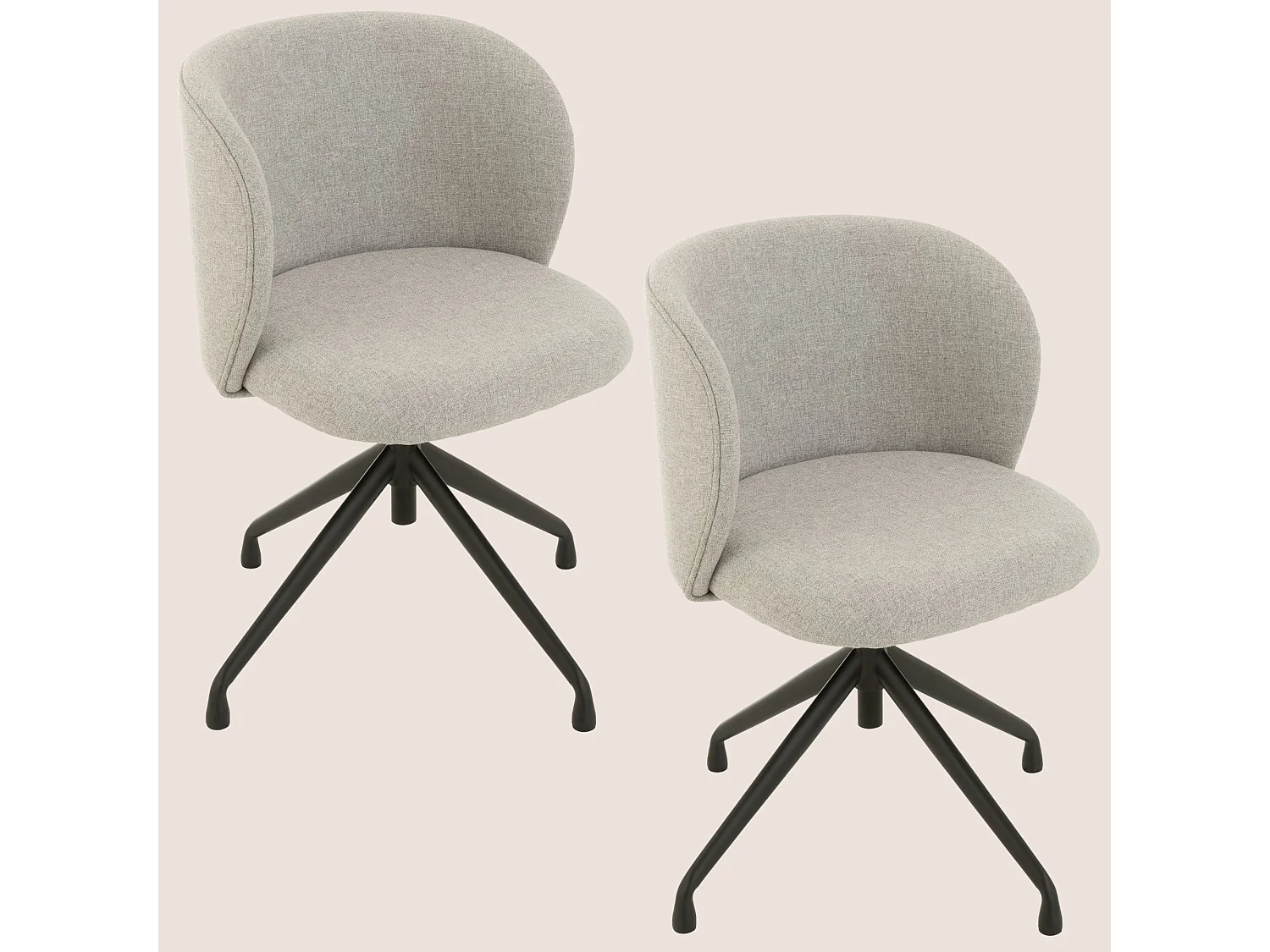 Chaises pivotantes réglables en hauteur en lin (lot de 2) - MIA