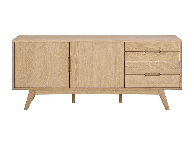 Buffet en bois blanchi 2 portes 4 tiroirs L180 - MARTINE