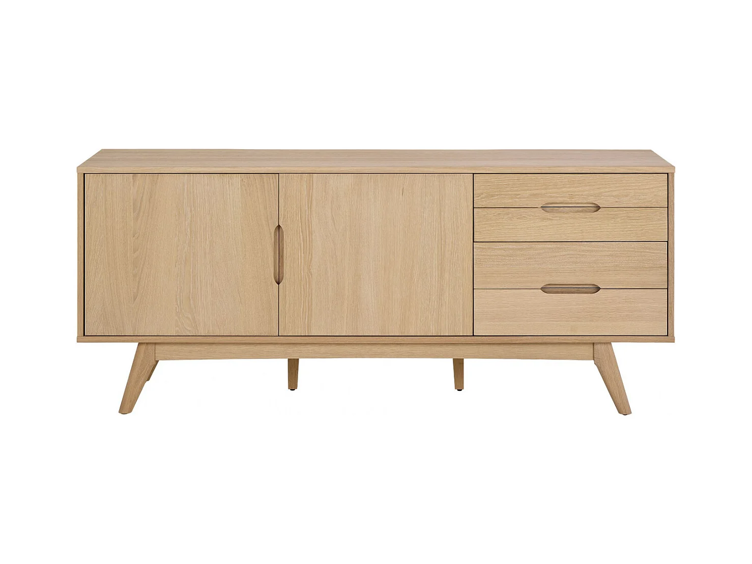 Buffet en bois blanchi 2 portes 4 tiroirs L180 - MARTINE