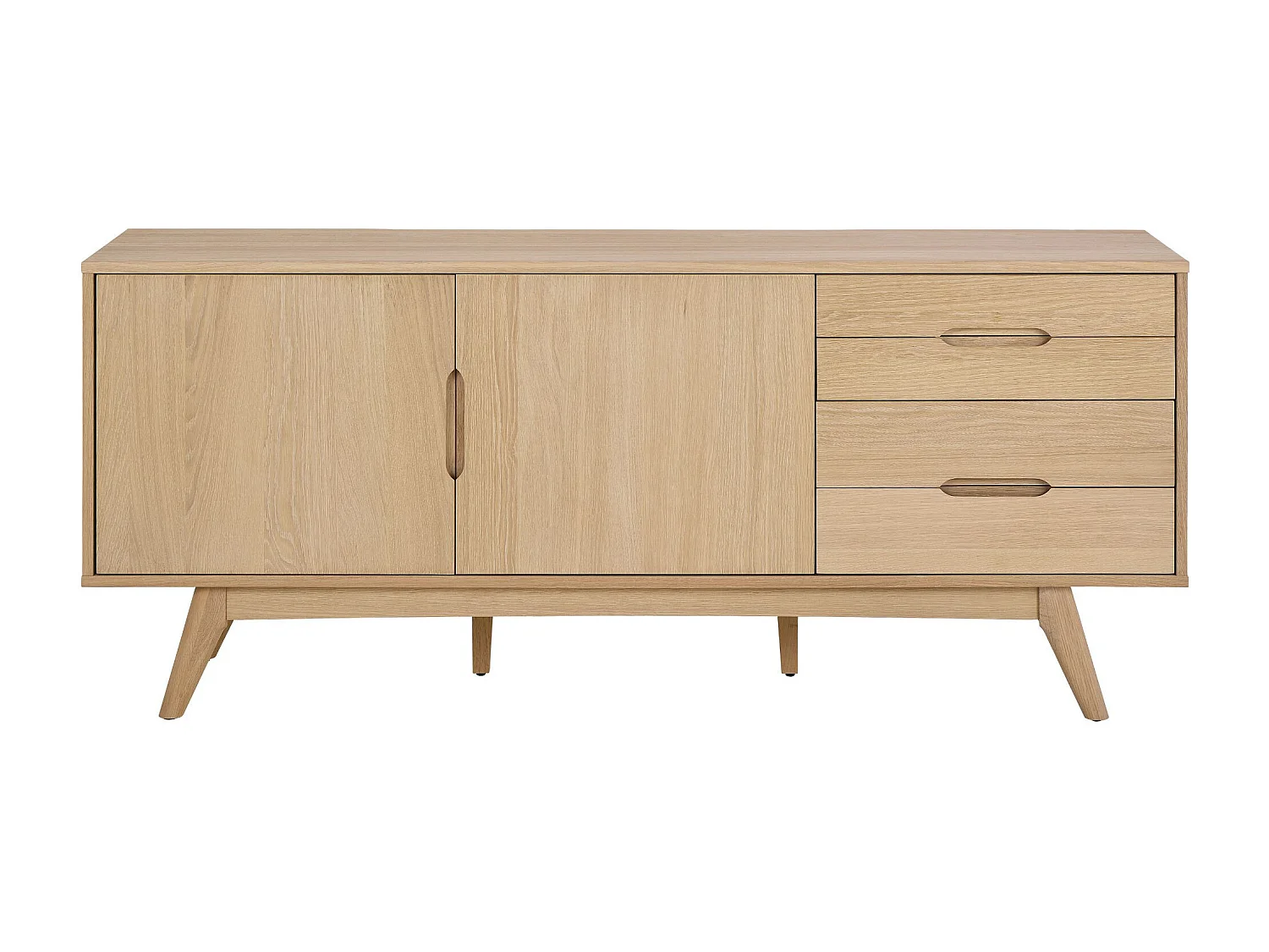 Buffet en bois blanchi 2 portes 4 tiroirs L180 - MARTINE