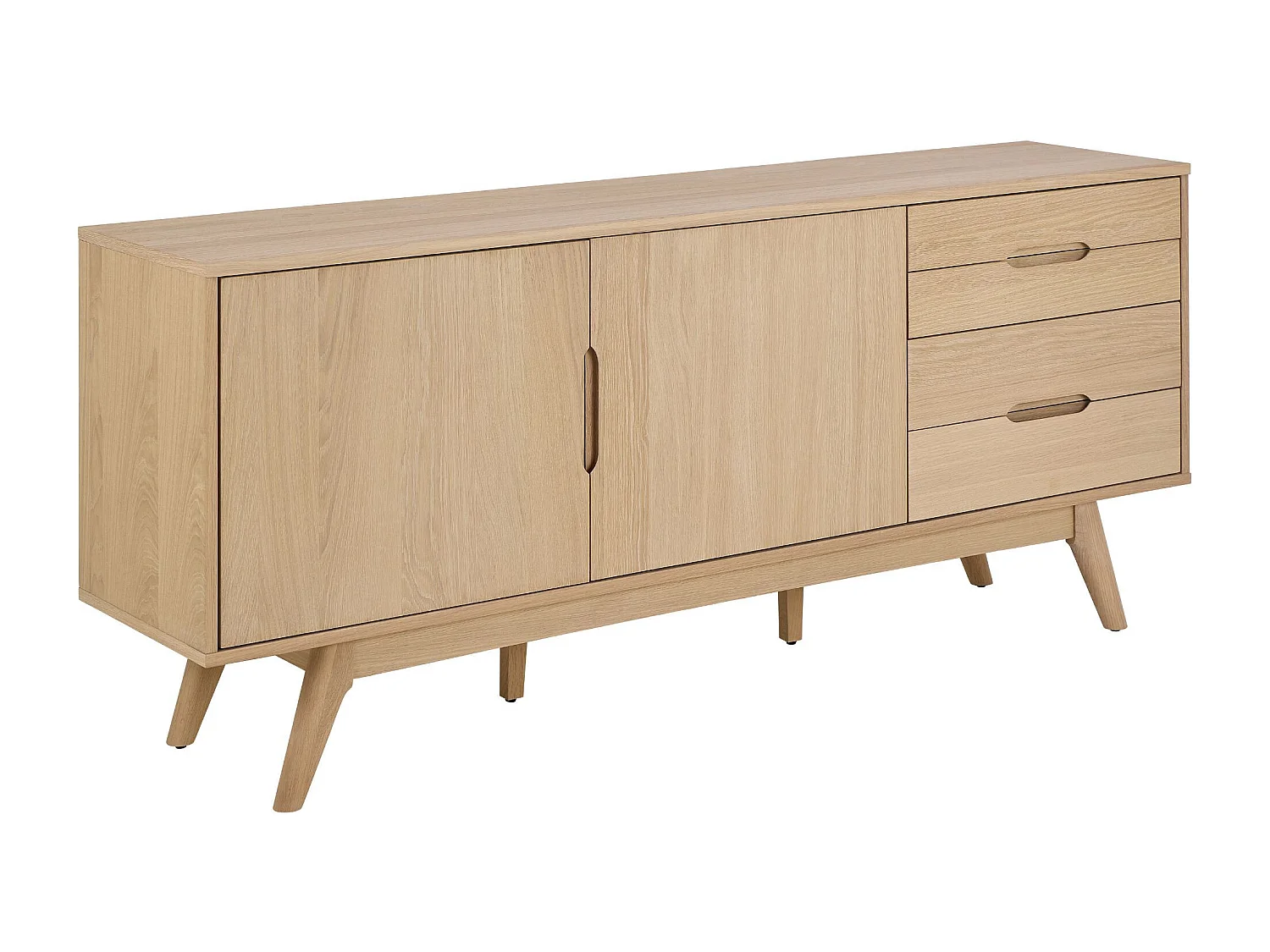 Buffet en bois blanchi 2 portes 4 tiroirs L180 - MARTINE