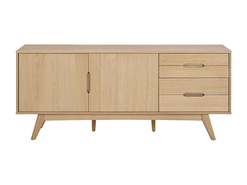 Buffet en bois blanchi 2 portes 4 tiroirs L180 - MARTINE