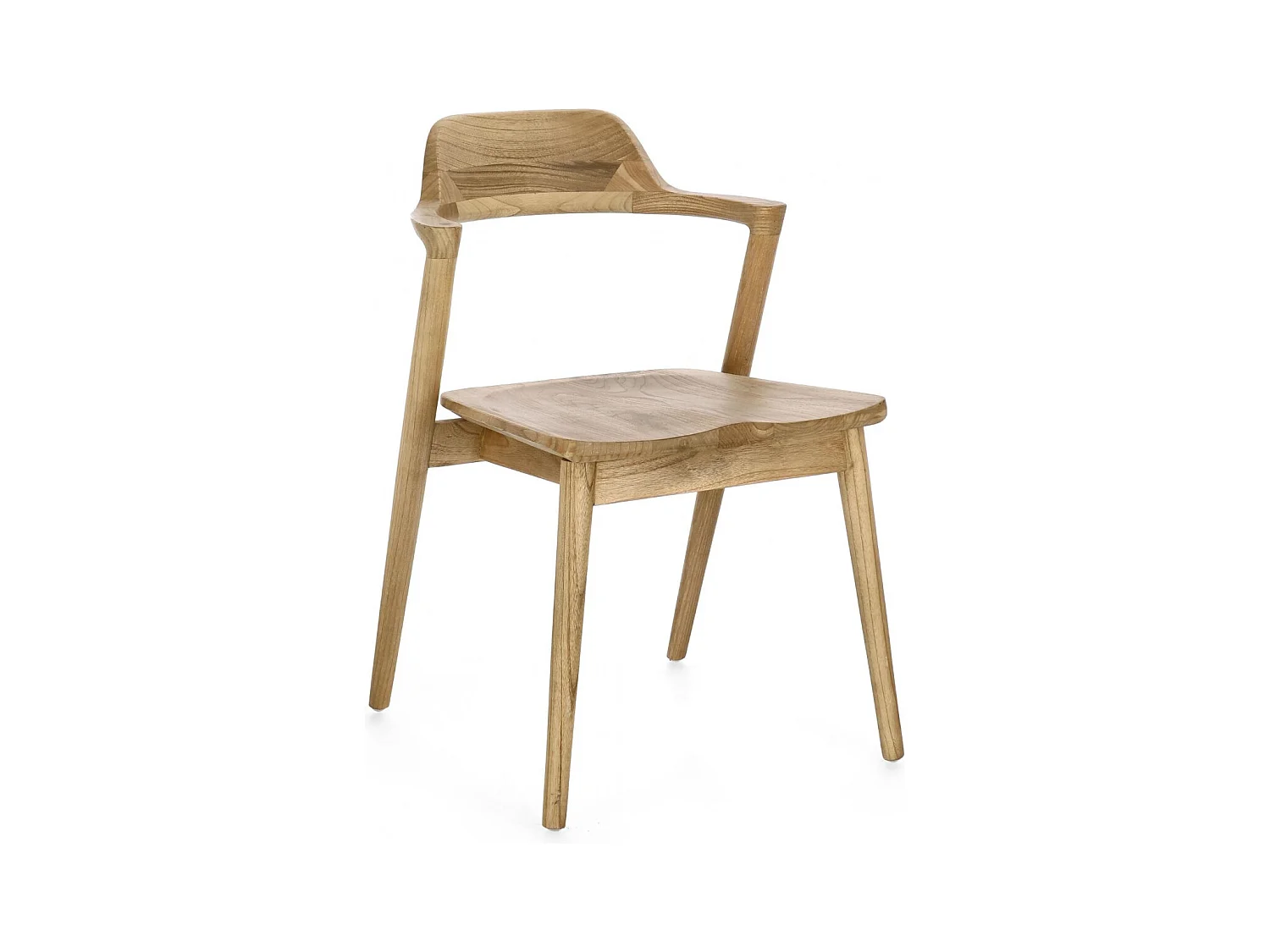 Chaise de salle à manger japandi en bois à accoudoirs empilable - SARI