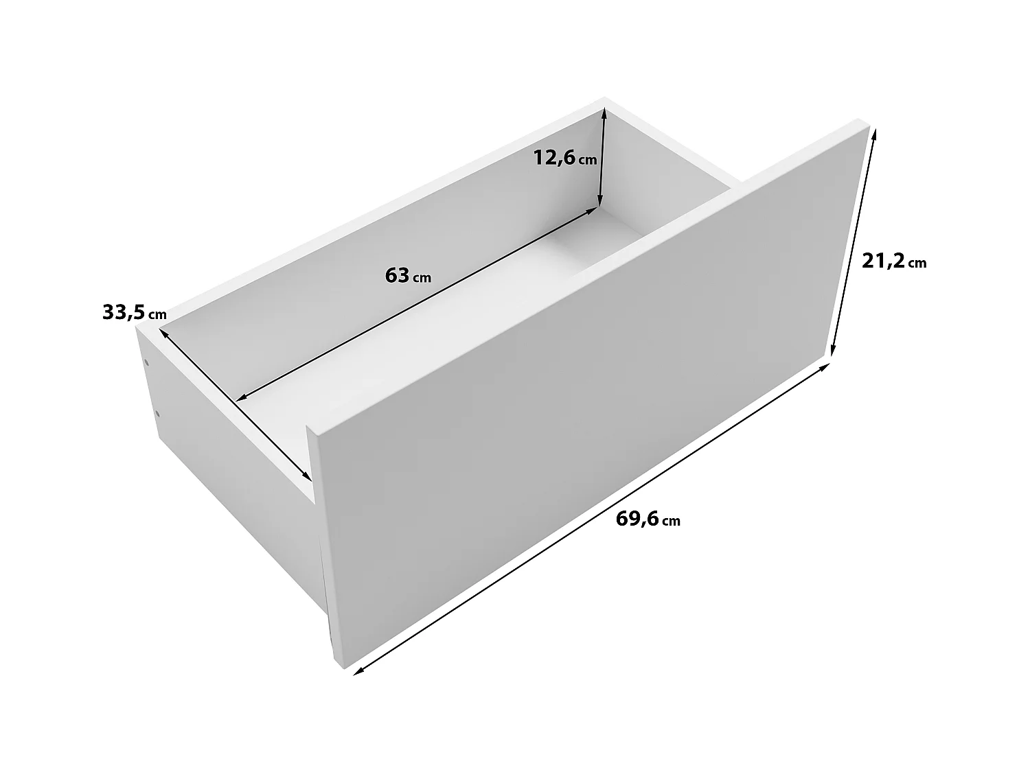 Commode 150 cm pour salon – vitrine moderne avec vitrages + tiroirs, corps blanc mat, façades blanc brillant