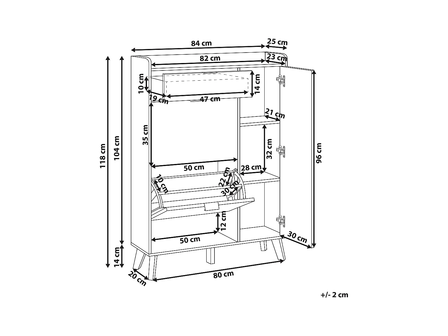 Meuble à chaussures MOONIE Marron clair