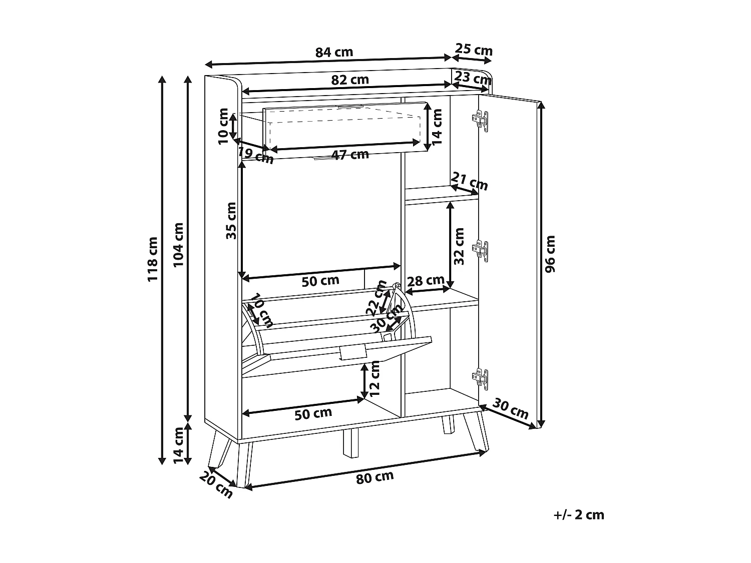 Meuble à chaussures MOONIE Marron clair