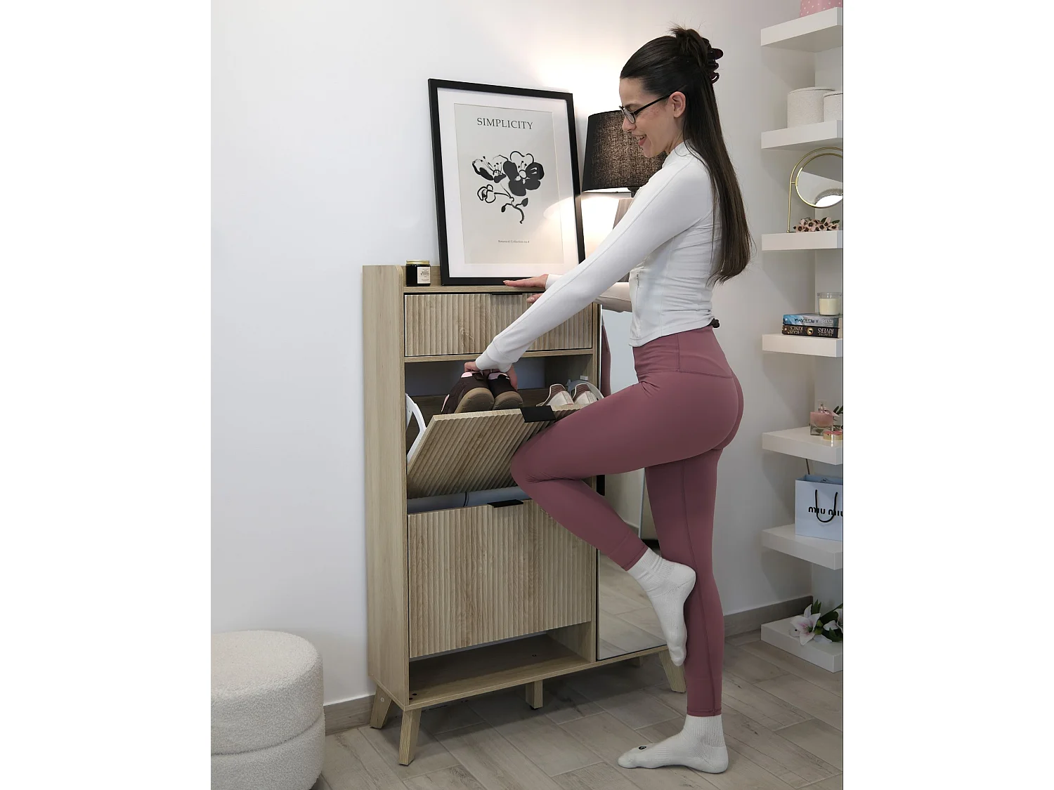 Shoe Storage Cabinet MOONIE Light Brown